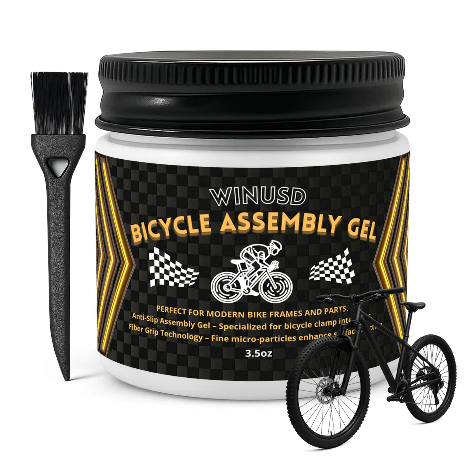 Bicycle Assembly Gel 3.53oz, Fiber Grip Carbon Assembly Gel, Anti-Slip Assembly Paste for Carbon Seatpost, Stem & Handlebar, Bike Grease for Road MTB - Reduces Slippage, Prevents Over-Tightening