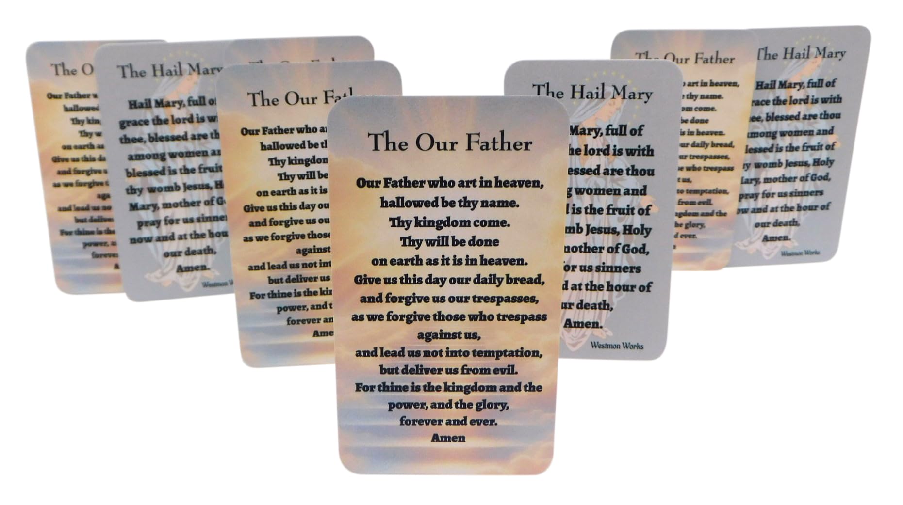 Westmon WorksOur Father Hail Mary Holy Card Bulk Lot Lords Prayer Pack Classic Catholic Church Group Bundle USA Made, Set of 10