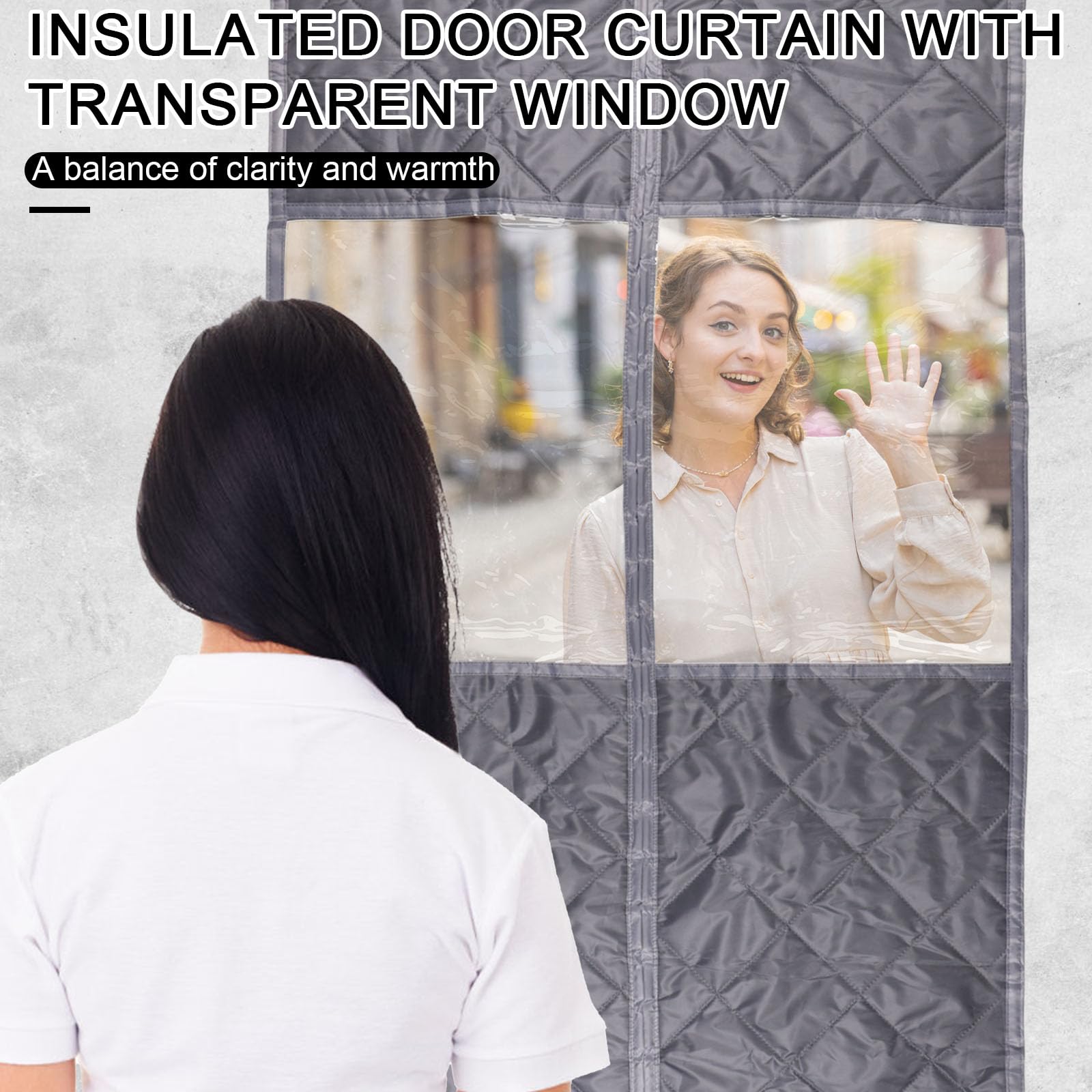 Rideau Porte Isolant Thermique Magnétique, Rideau de Porte Hiver avec Fenêtre Transparente Aimants Puissants Accessoires Isolation Fenêtre pour Usage Domestique
