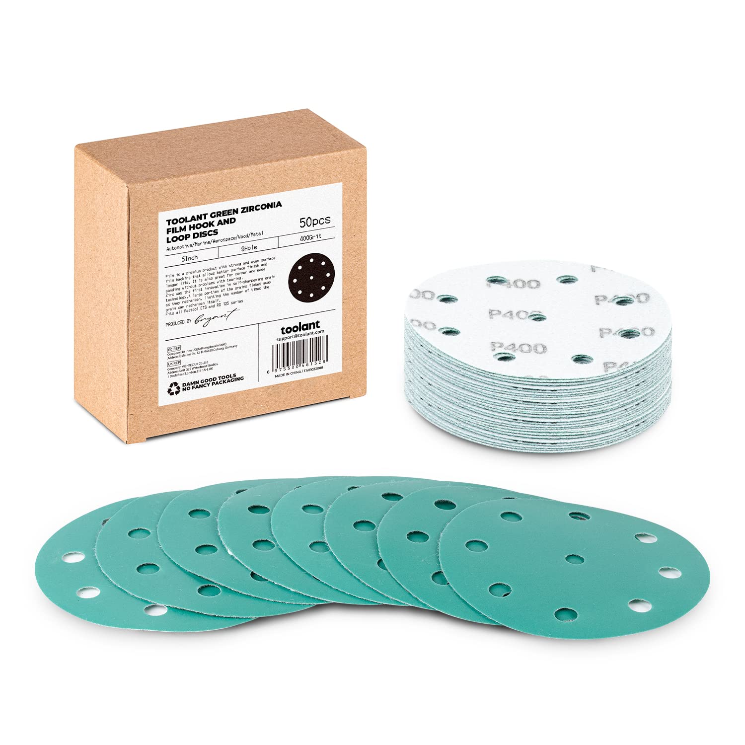 Disque abrasif ponçage grain 400 film vert toolant abrasif orbital - 8