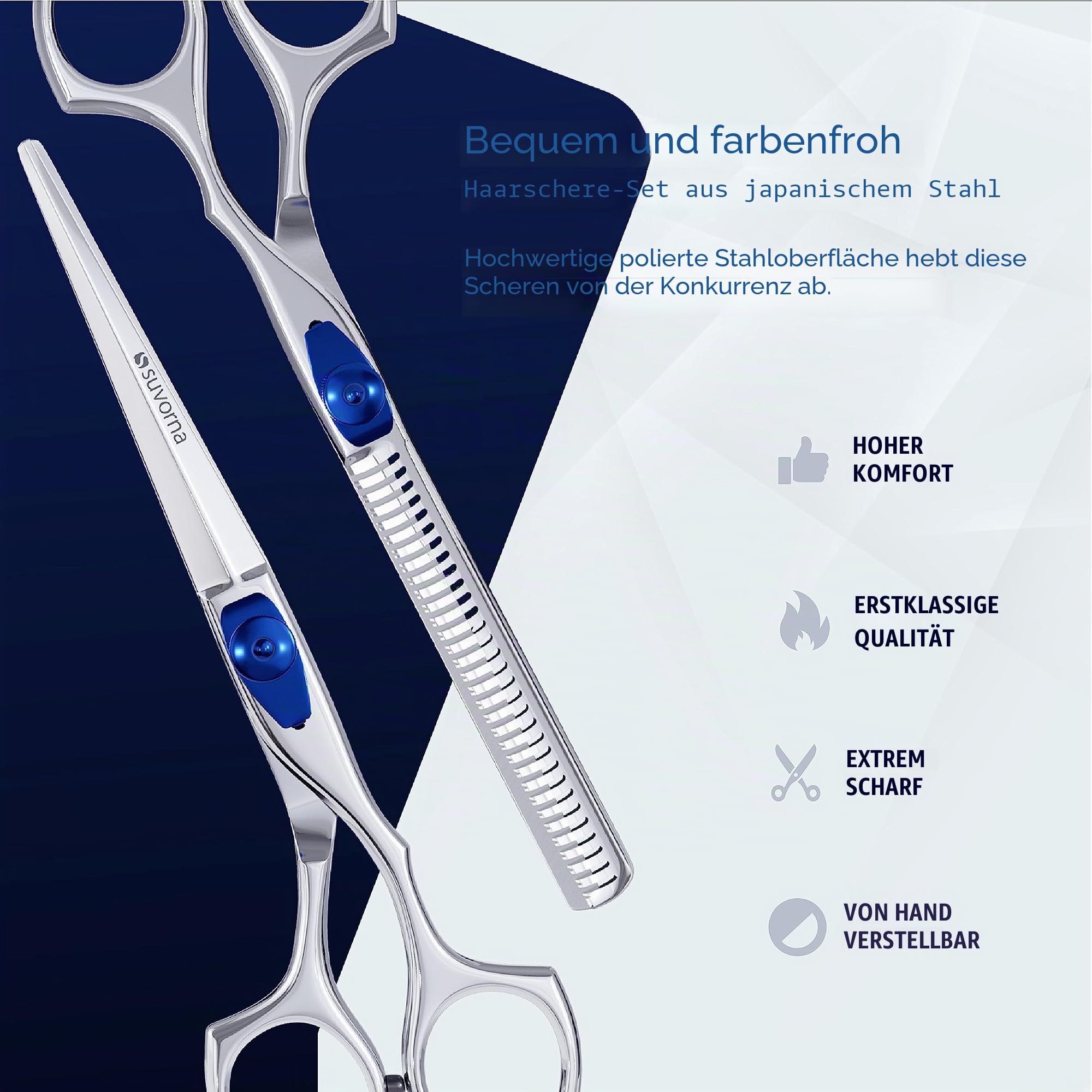Suvorna 6 zoll haarschneideschere set - haarschere friseurschere - hair cutting scissors - friseur schere, barber scissors - Ausdünnen Schere. Exklusiv für Damen/Herren, Salongebrauch (2-teilige)