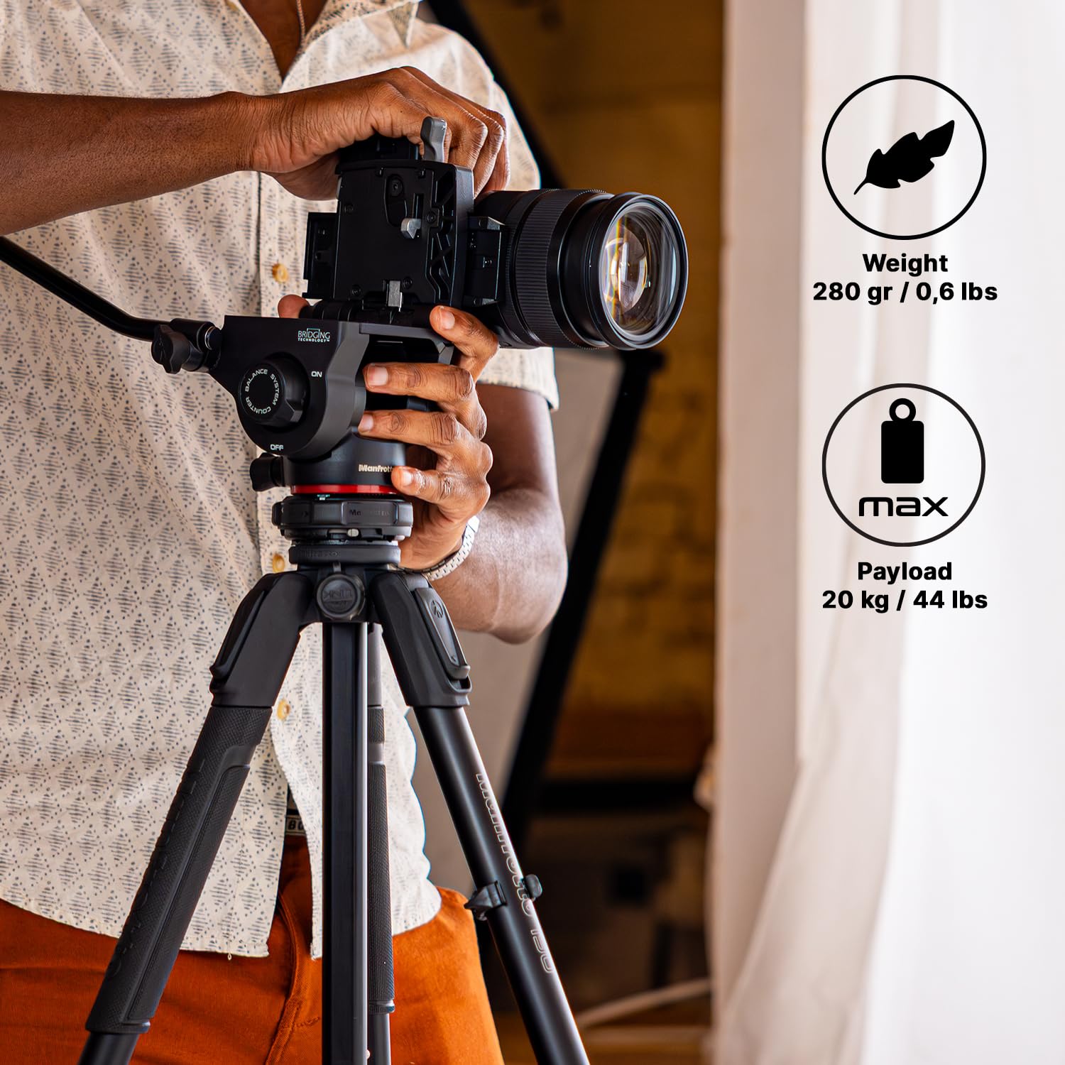 Manfrotto Xchange Base, Montura de Liberación Rápida, Rosca Universal 3/8", Soporta hasta 20 Kg, Compatible con Placa y Cabezales Xchange, para Foto y Vídeo