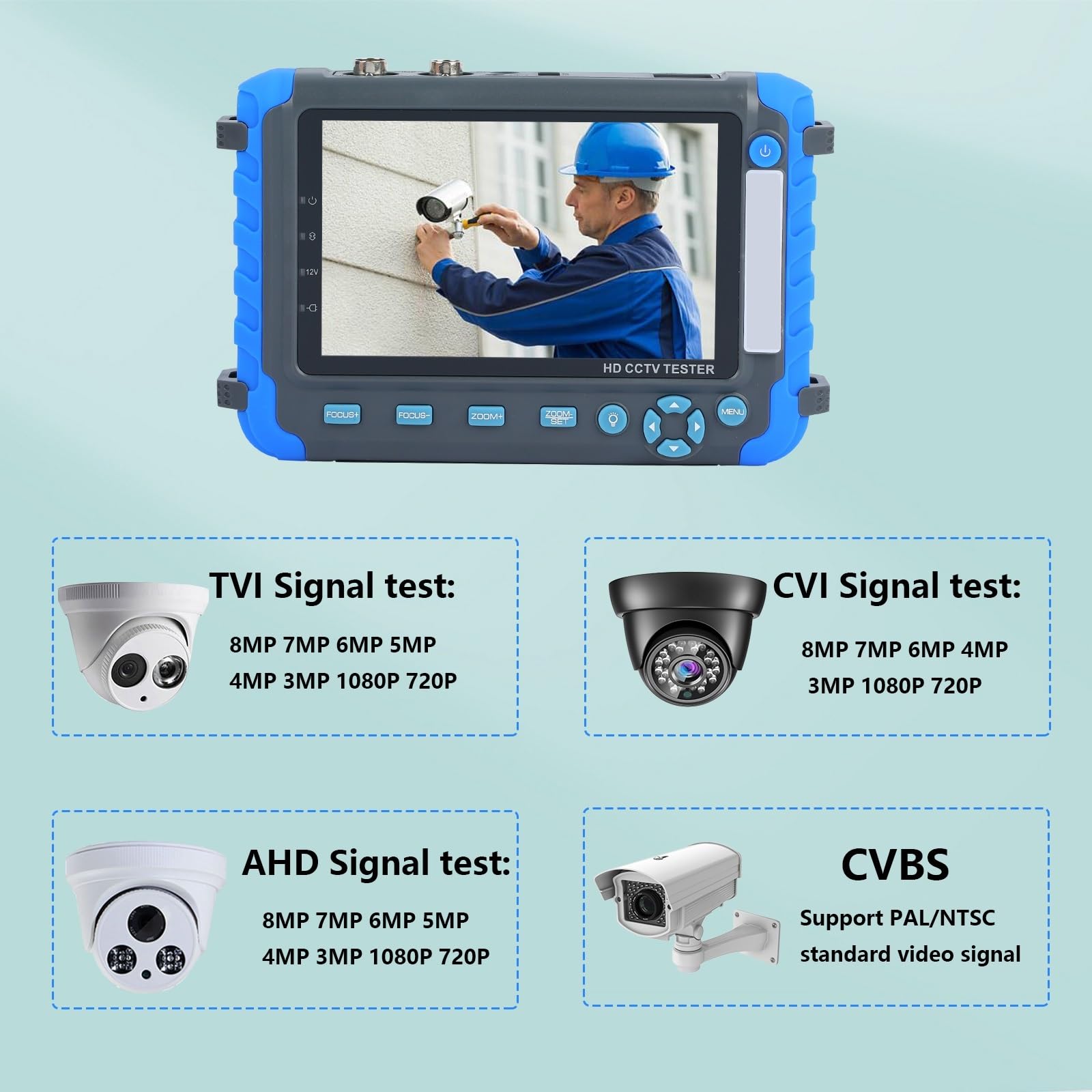 Tester per telecamere IP, IV8W CCTV Tester 4 In 1 CVBS AHD TVI CVI 8MP CCTV Tester AHD Monitor Video Monitor Tester Test Cavo UTP CCTV Monitor For Fotocamera Corpo piccolo, portatile e più facile da t