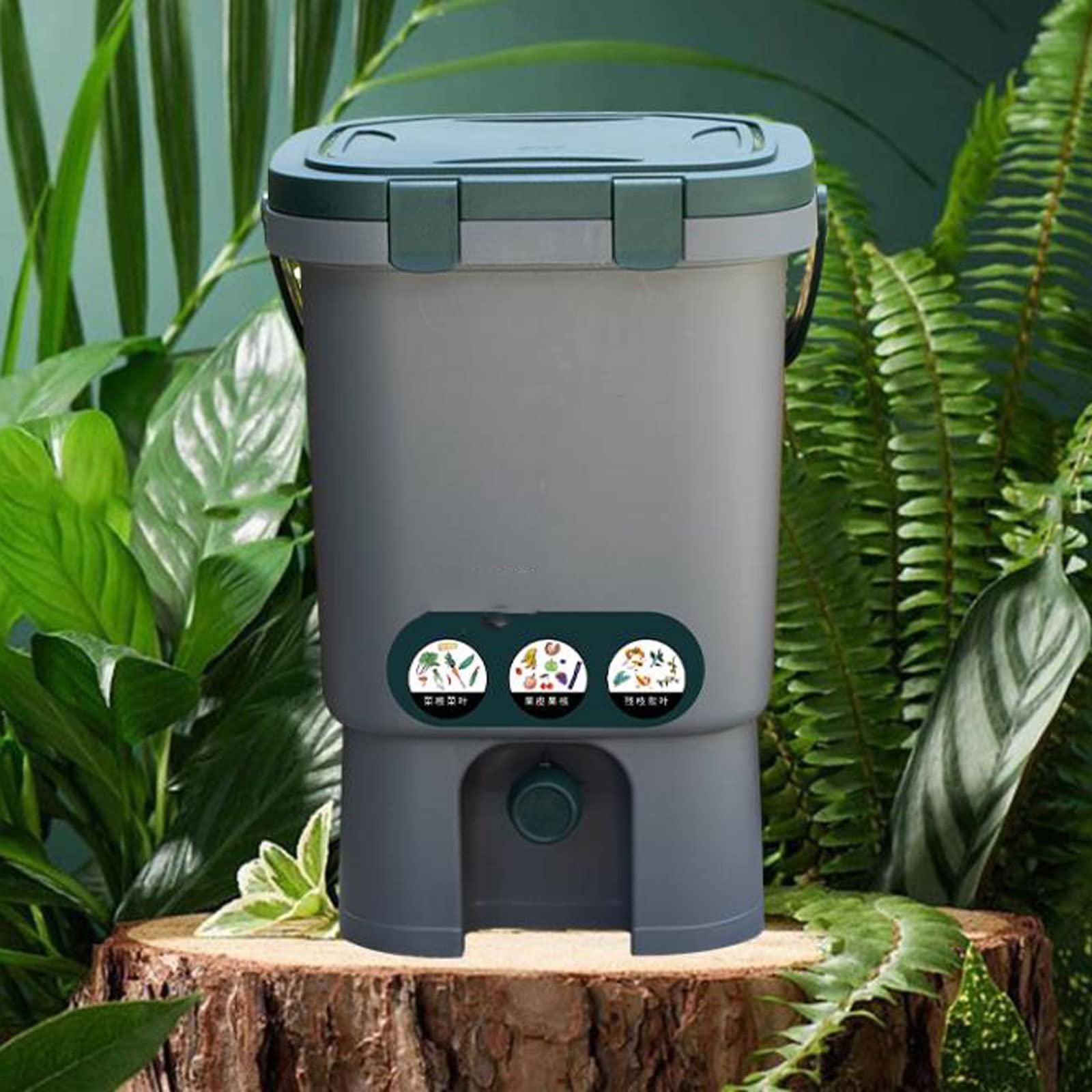 Compostador Jardín Cubo de compostaje, Cubo de compostaje de cocina de 4 galones, Cubo de compostaje de encimera interior con tapa, Cubo de compostaje 100% sin olor, con acelerador de arranque de comp