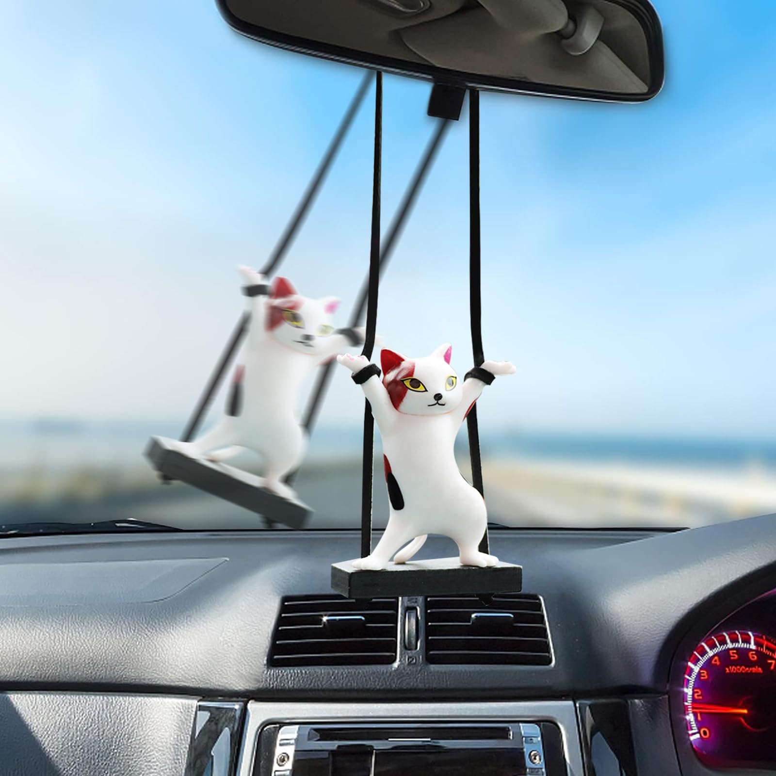 Décoration De Voiture En Forme De Chat – Joli Cintre De Voiture – Accessoires De Voiture En Résine Pour Femmes Et Filles, Pendentif Figurine Pour Mur, Porte