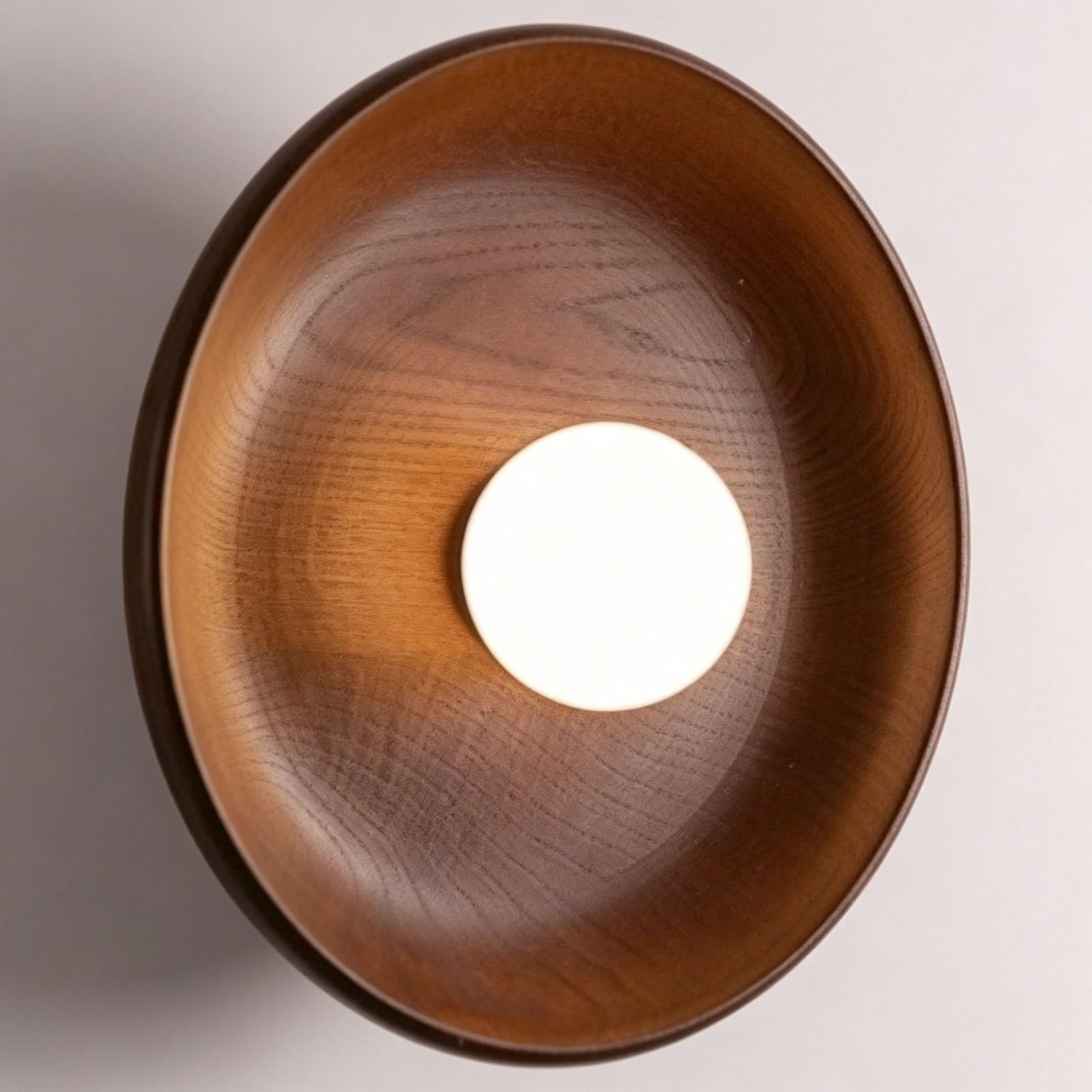 Minimalistische Wandleuchte aus Walnussholz, runder Globus, Glasschirm, festverdrahtete Wandleuchte, weiße Oberfläche, Innenwandbeleuchtung for Schlafzimmer, Nachttisch, Wohnzimmer(Walnut,28cm)