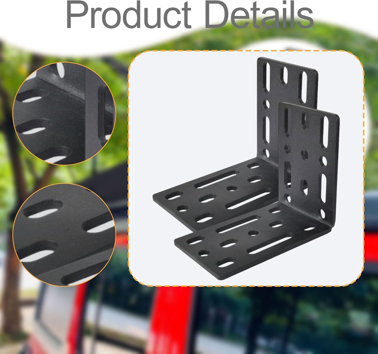 2Pcs Awning Mounting L Brackets Hardware Professional Universal Pre Drilled Brackets Awning Holder for Cross Bar Car- No Screws