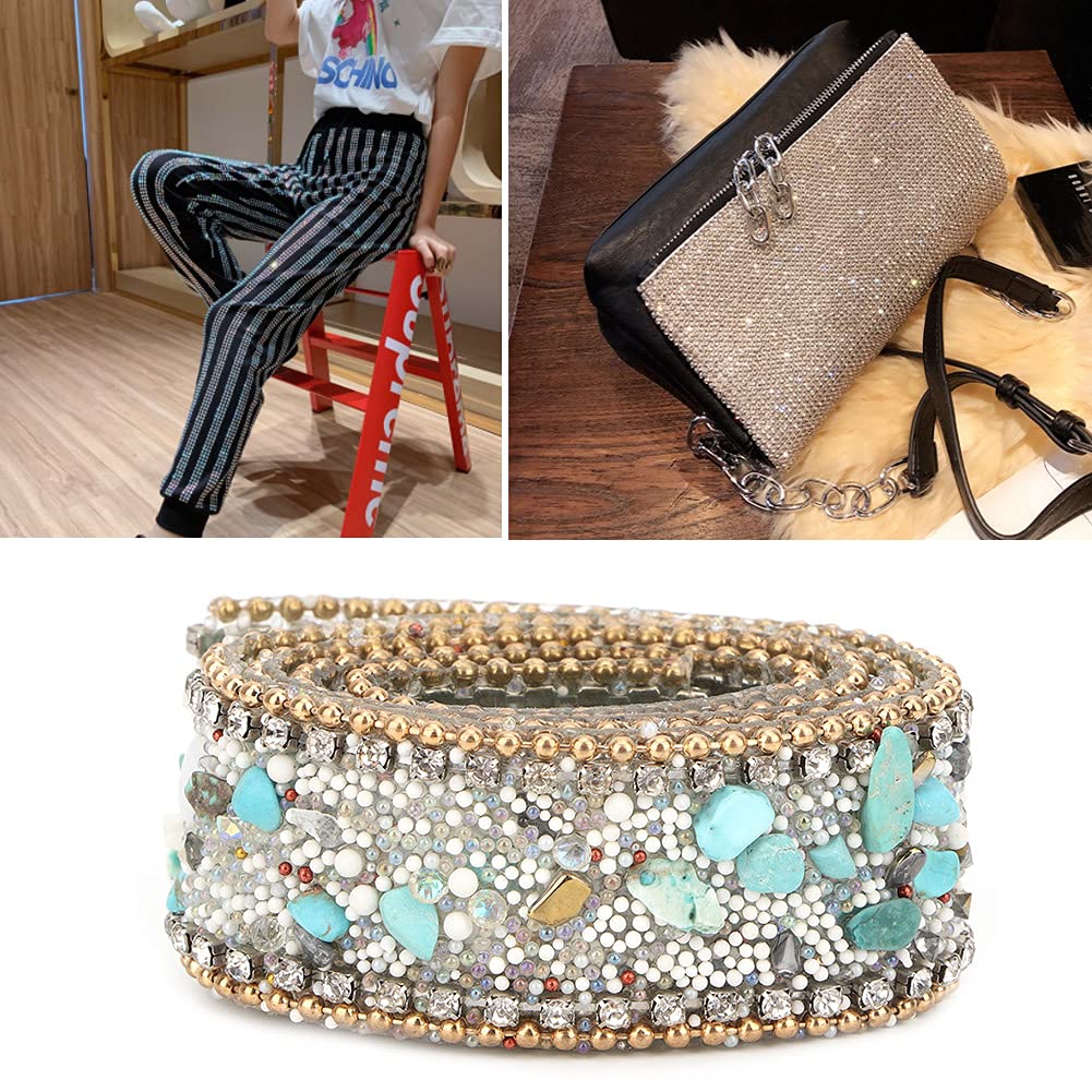 Ruban Strass 2 Mètres – Autocollant à Chaud, Couleurs Variées, Pour Décorer Vêtements, Accessoires, Mariage, DIY - 6