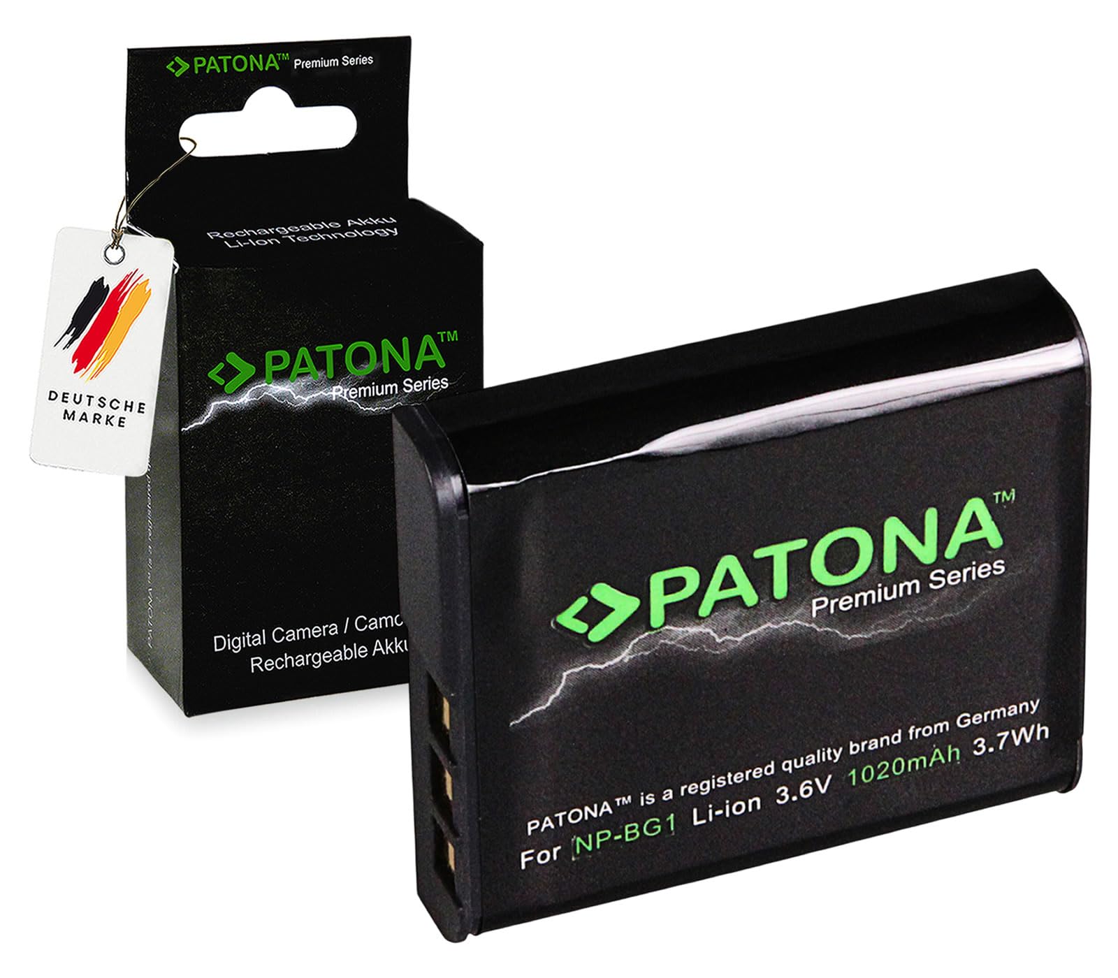 PATONA PREMIUM NP-BG1 Batteria 1020mAh compatibile con Sony CyberShot DSC H3 H7 H9 H10 H20 H50 H55 H70 H90 N1 N2 T20 T25 T100 W30 W35 W50 W55 W70 W80 W85 DSC-HX5 HX5V HX30V WX1 NPBG1 NP BG1