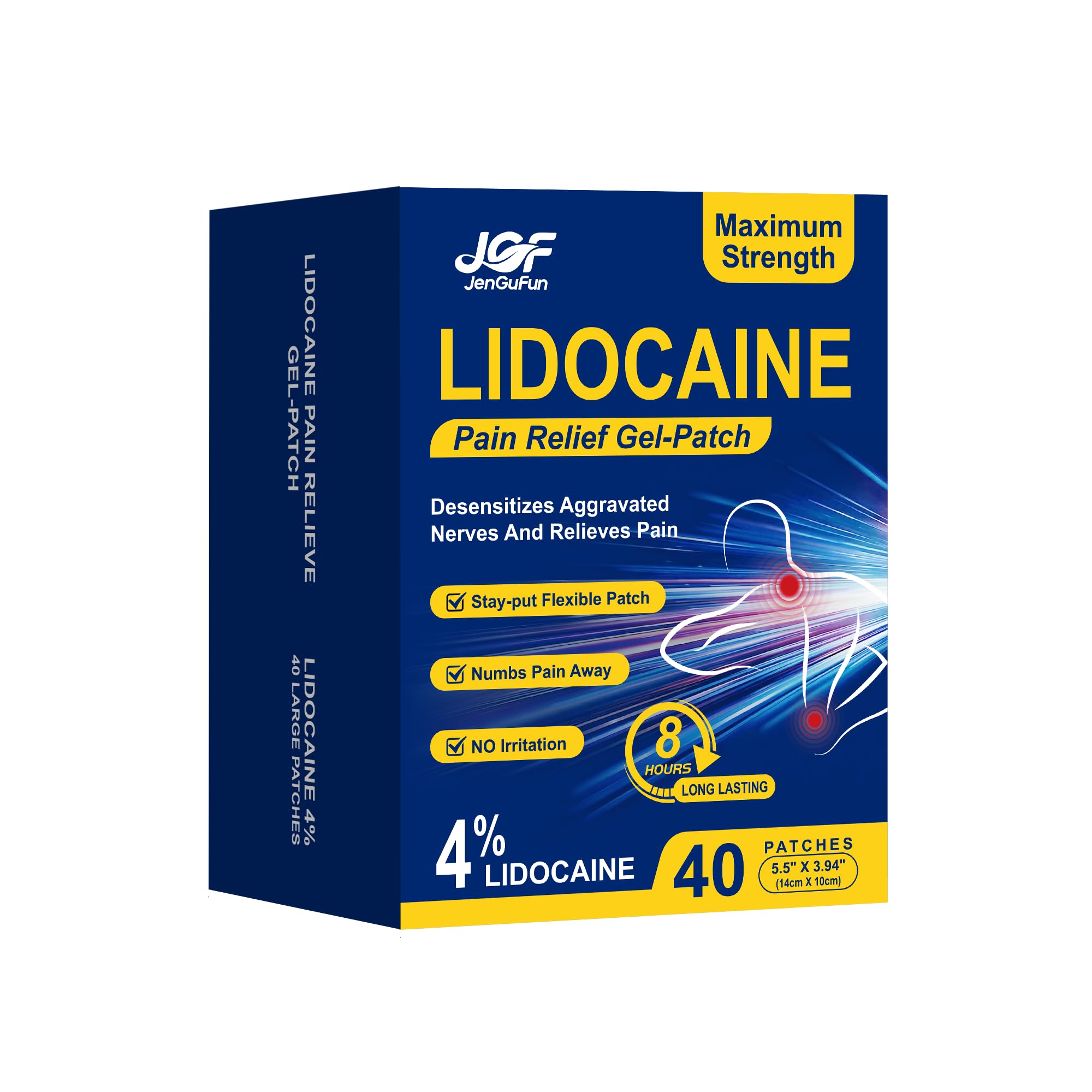 40 Count 4% Lidocaine Pain Patches, Maximum Strength Lidocaine Gel Patch