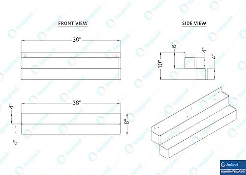 Miniatura 4 de AmGood Estante de carril de velocidad de acero inoxidable para barras comerciales, NSF (36" estante de doble nivel)