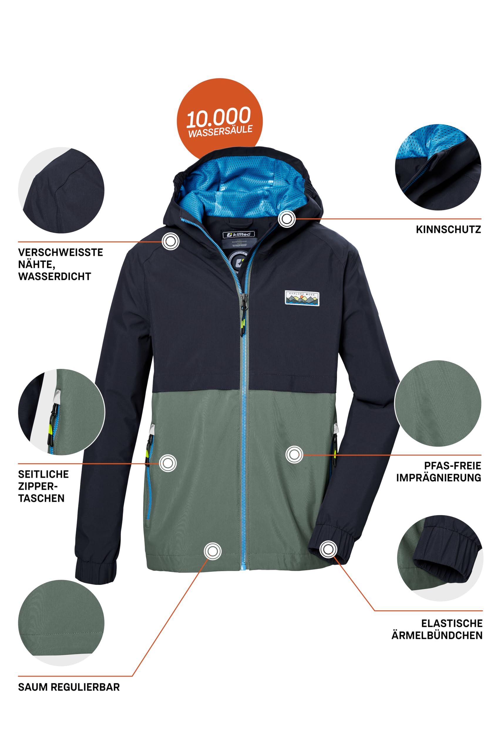 Killtec Kos 141 Bys Jckt La giacca funzionale è impermeabile/giacca antipioggia con cappuccio Bambini e ragazzi
