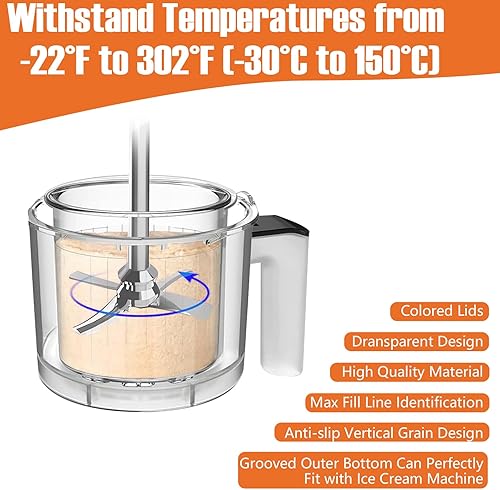 Miniatura 5 de Recipientes de pinta de repuesto para Ninja Creami Deluxe Pints 24oz NC501, compatibles con máquinas de helado Ninja NC501 NC500 Series Creami