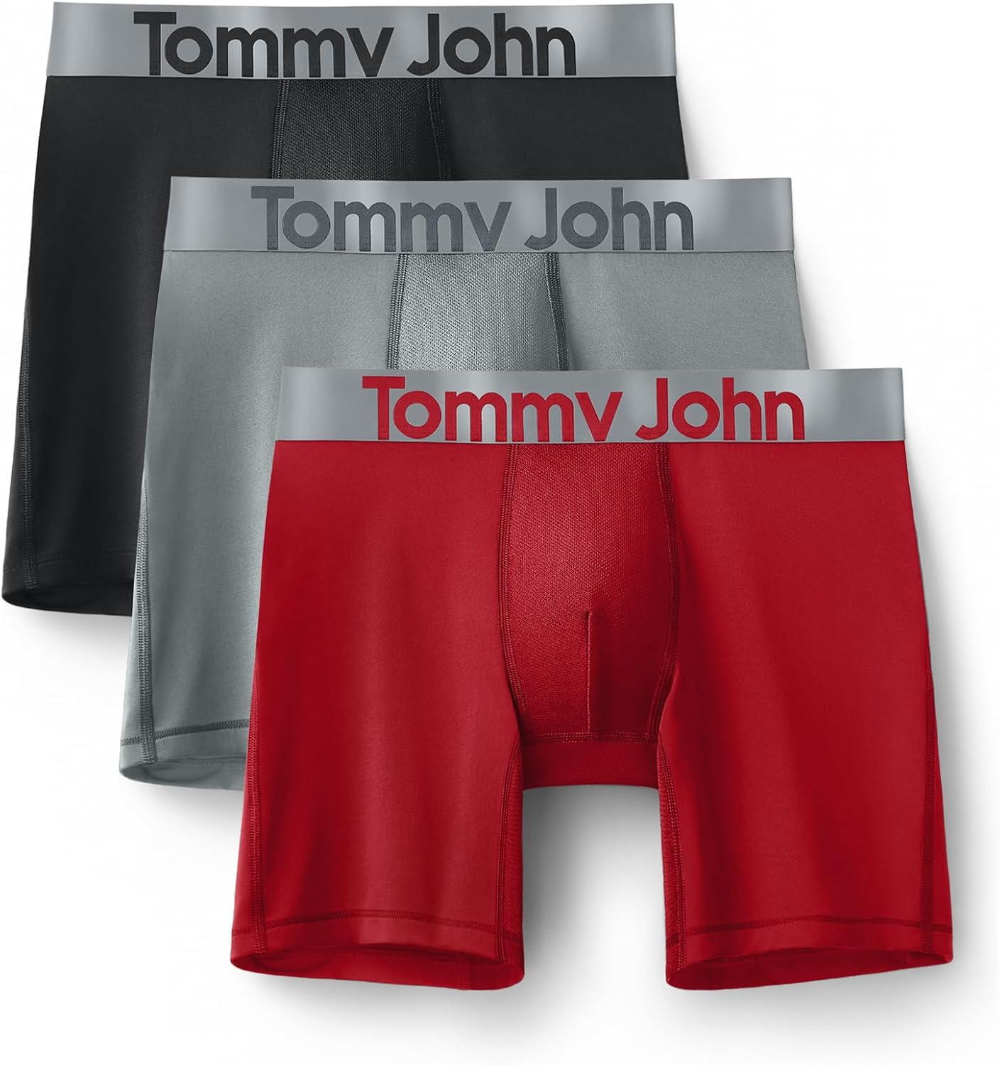 Tommy John Men's Sport Micro 6" Mid-Length Boxer Brief Underwear, 3-Pack