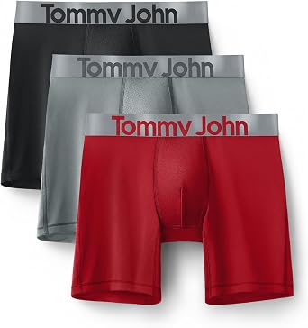 Tommy John Mens Sport Micro 6" Mid-Length Boxer Brief Underwear, 3-Pack