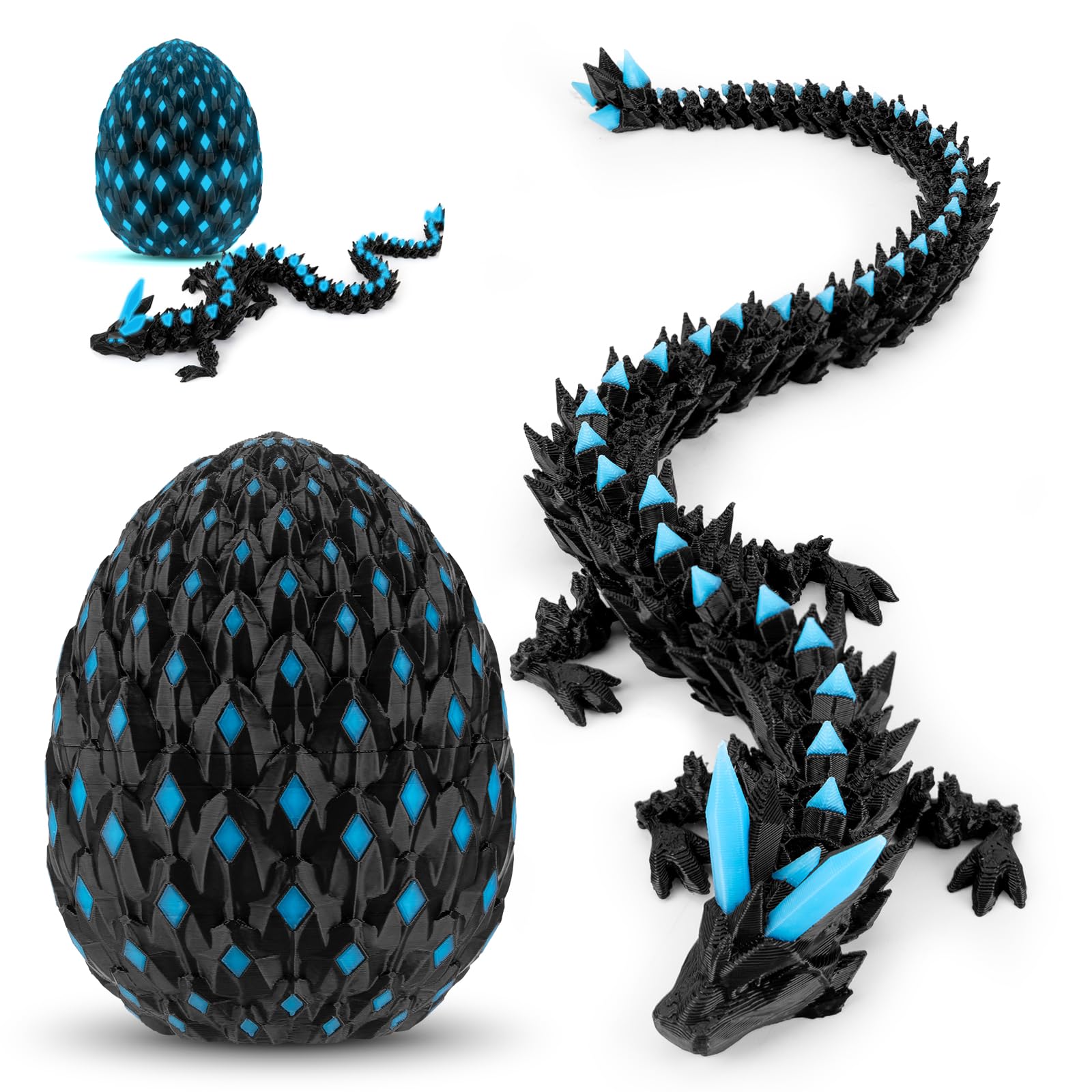 3D Printed Dragon with Mystery Dragon Egg Glow in The Dark, Cool Stuff Fun Gifts, Fidget Toy for Adults Teens Boy Home Decor Easter Basket Stuffers