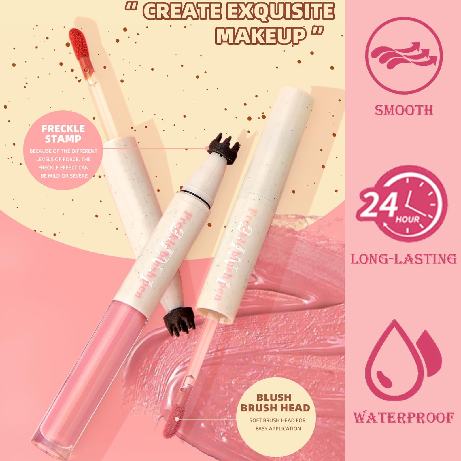 Freckle Blush Pen 2-in-1 Liquid Freckle Stamp & Blush Pen, Waterproof Cream Blusher for Natural Effortless Sun-Kissed Look - Image 2