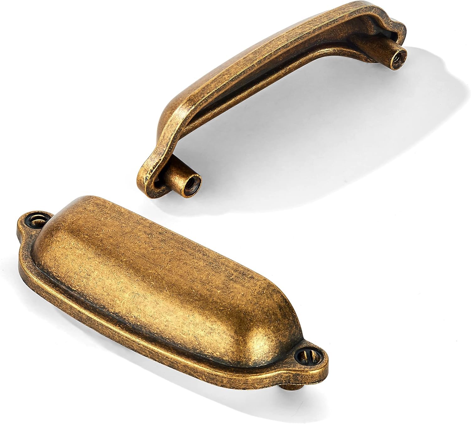 khtumeware 15 Pack 3" Bin Cup Drawer Pulls Antique Brass Cabinet Cup Pulls 3" Hole Center Classic Vintage Retro Drawer Handles Kitchen Cupboard