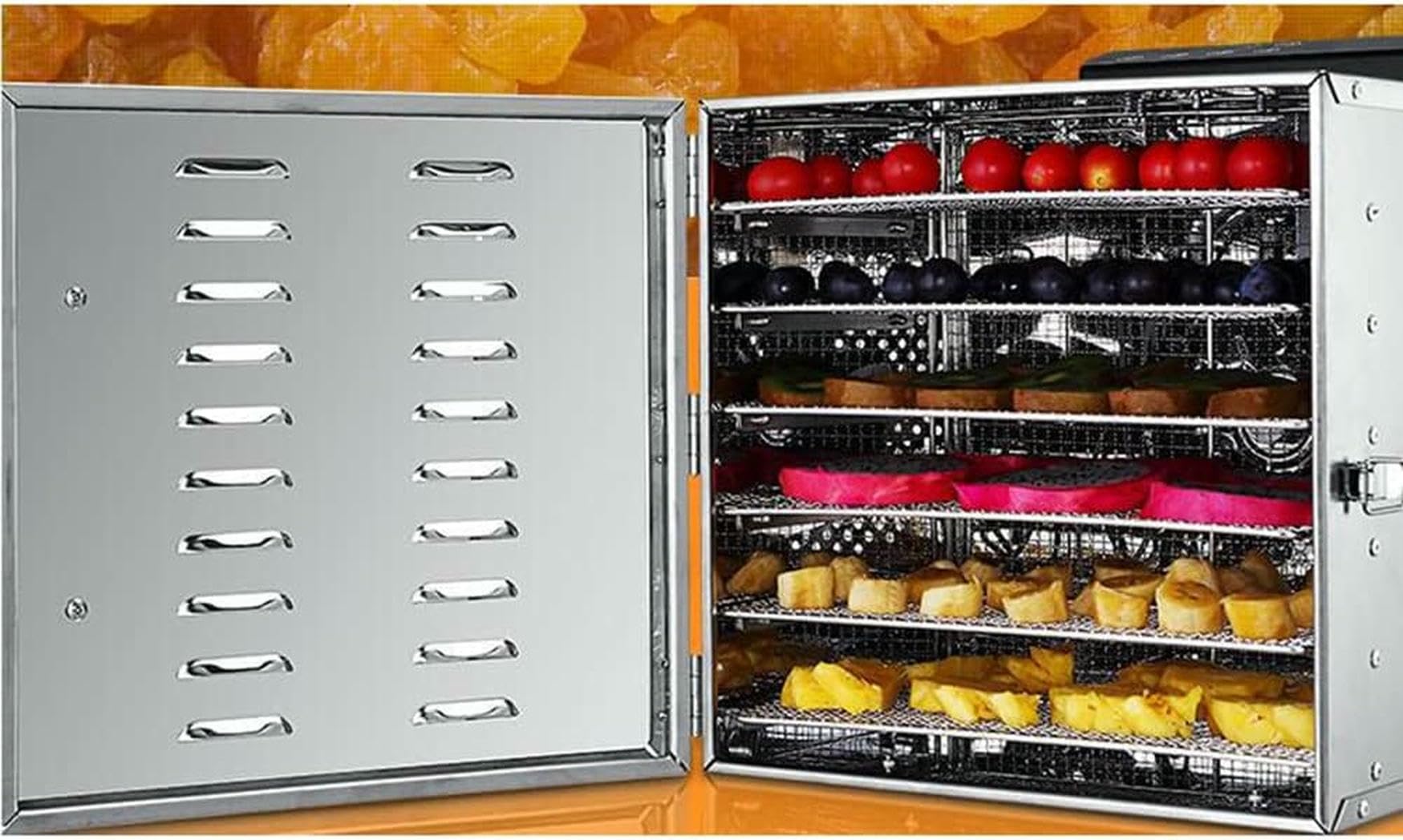 GTHTUHFD Food Dehydrator, Temperature Control, Stainless Steel Fruit Dehydrator, Commercial Food Dryer, Suitable For Fruit, Meat