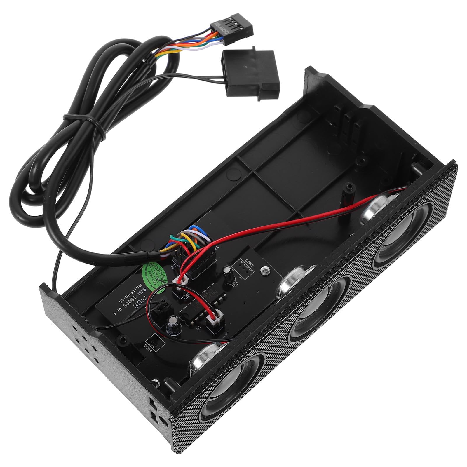 Altoparlanti Stereo Nero per Pannello Frontale PC Microfono Integrato, Resistenza agli Urti e Materiale ABS per Case Computer Audio Surround