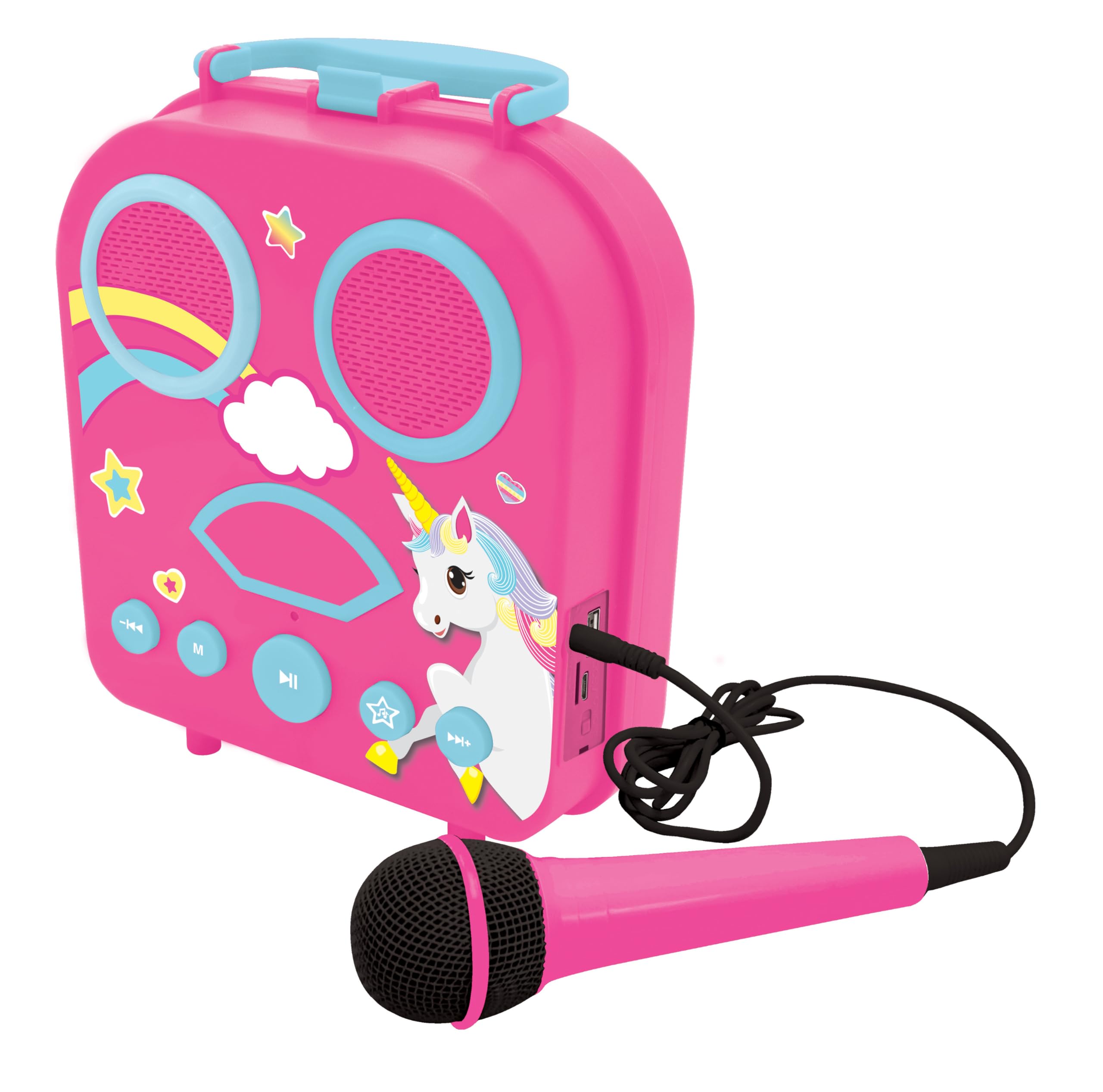 LEXIBOOK, Unicorn, Secret Portable Microphone, Aux-in Jack, TF/SD Input, Karaoke Function, Pink, BTC050UNI