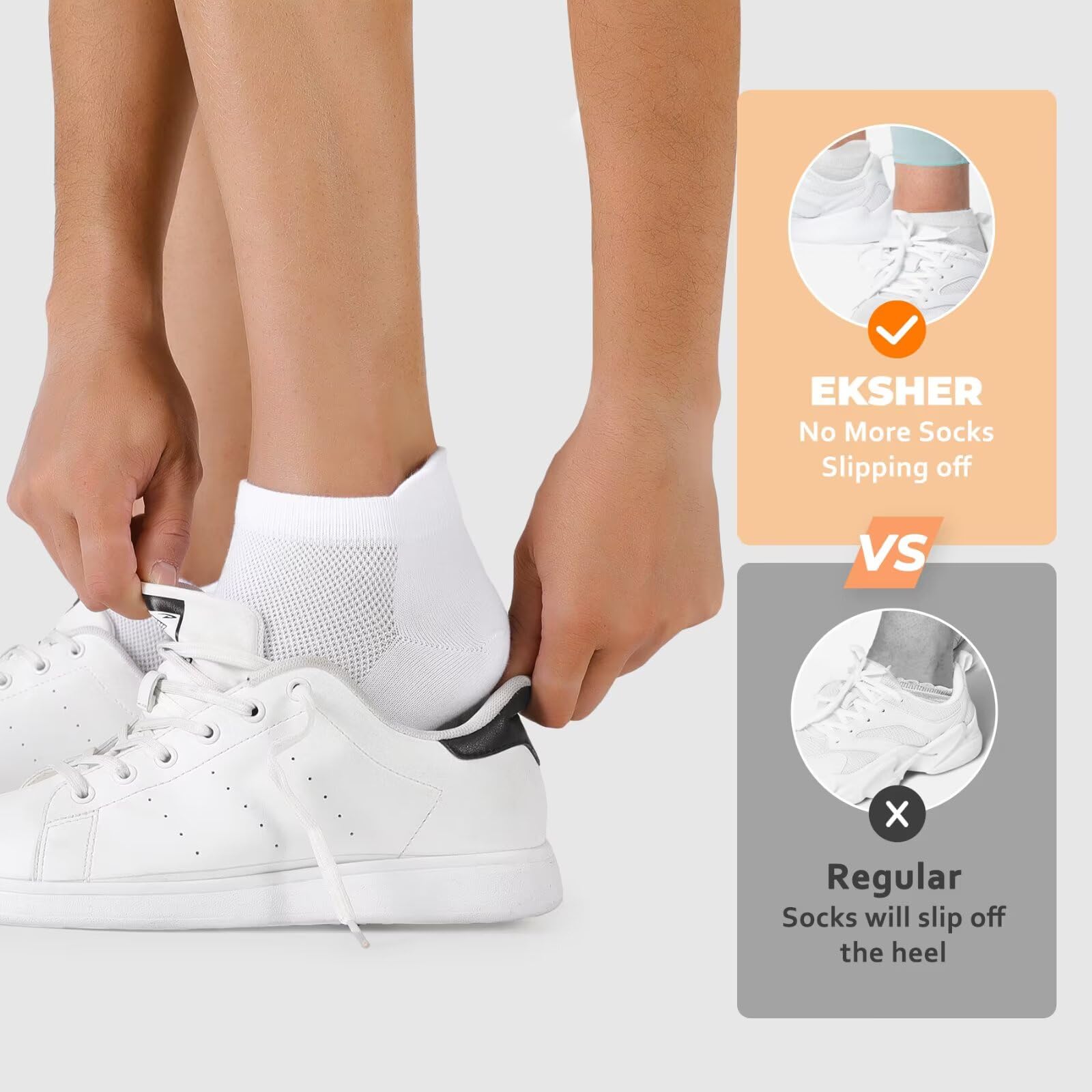 EKSHER 10 Paia Calzini Uomo Corti Calze Donna Corte Cotone Calza Sportive Basse Traspirante Running Elastiche Tennis