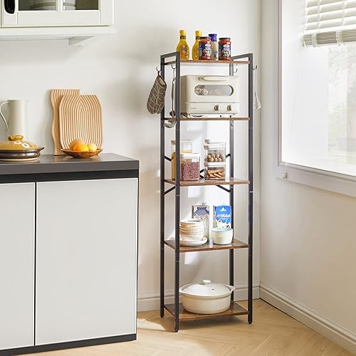 Miniatura 5 de YMYNY Estantería de 5 niveles, estantería de escalera de 5 niveles, estantería estrecha, estantes de almacenamiento de esquina, estantería de gran