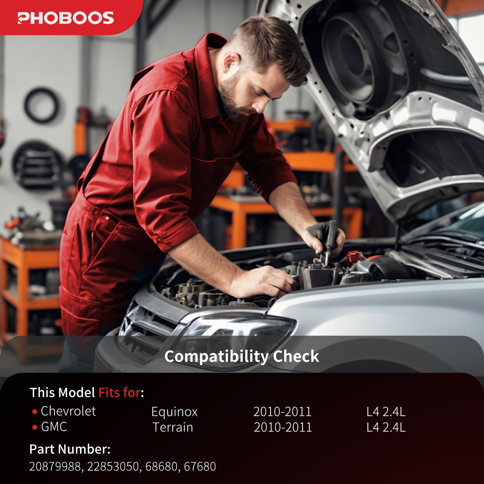 PHOBOOS Sprężarka klimatyzacji ze sprzęgłem kompatybilna z Chevrolet Equinox 2010-2011 i GMC Terrain 2010-2011, 2015 L4 2.4L, sprężarka w stylu SP17, szybkie chłodzenie, niski poziom hałasu, łatwa