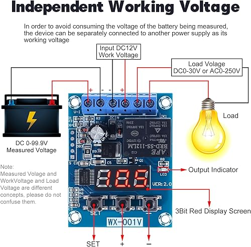 Miniatura 3 de Icstation DC 12 V Interruptor de desconexión de bajo voltaje sobre carga placa de protección de descarga con interfaz de alimentación independiente