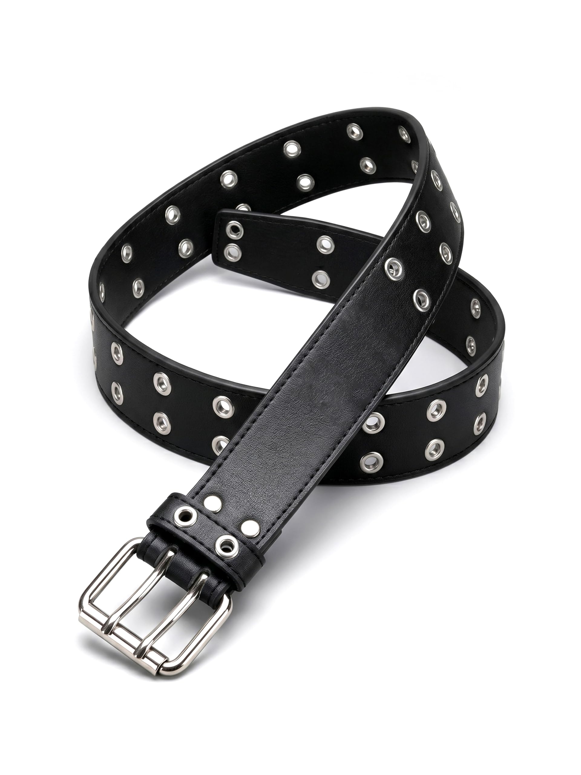 Women's Faux Leather Double Eyelet Belt-picture-44