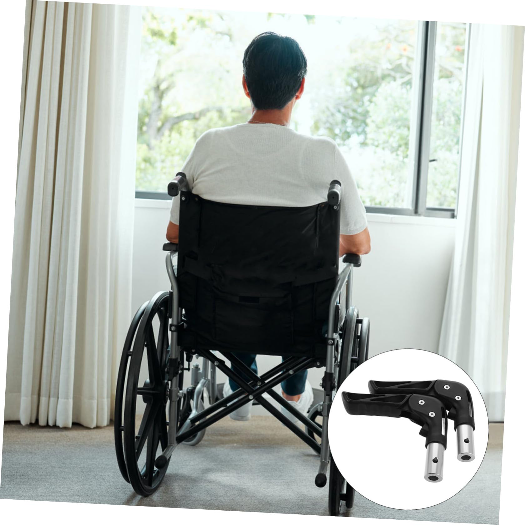Impugnature per Sedia a Rotelle 22mm, Maniglie Ergonomiche Antiscivolo Pieghevoli in Plastica e Metallo per Carrozzine da Viaggio e Uso Quotidiano, 1 Paio