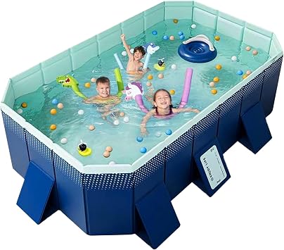 Foldable Portable Kiddie Pool for Kids and Adults - Collapsible Inflatable-Free Large Pool, Patio 1 Set