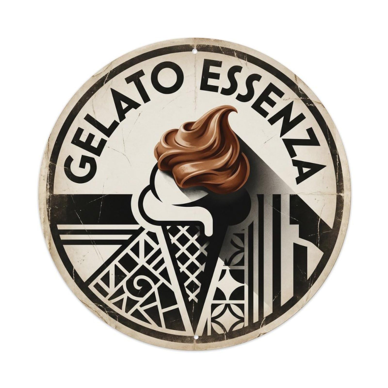 Gelato Dessert Monochrome Sweet Shop Culture Vintage Metal Tin Sign Plaque Wall Decor for Cafe, Club Bar, Office, Garden Metal Poster 8x8Inch