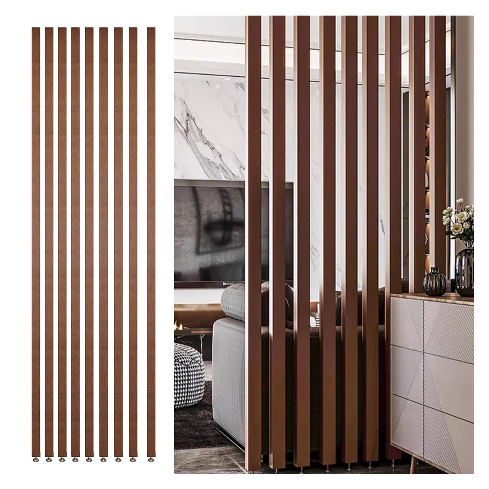 Panel separador de pared de listones de madera de 70 a 240 cm de altura, para el hogar, sala de estar, cocina, pasillo