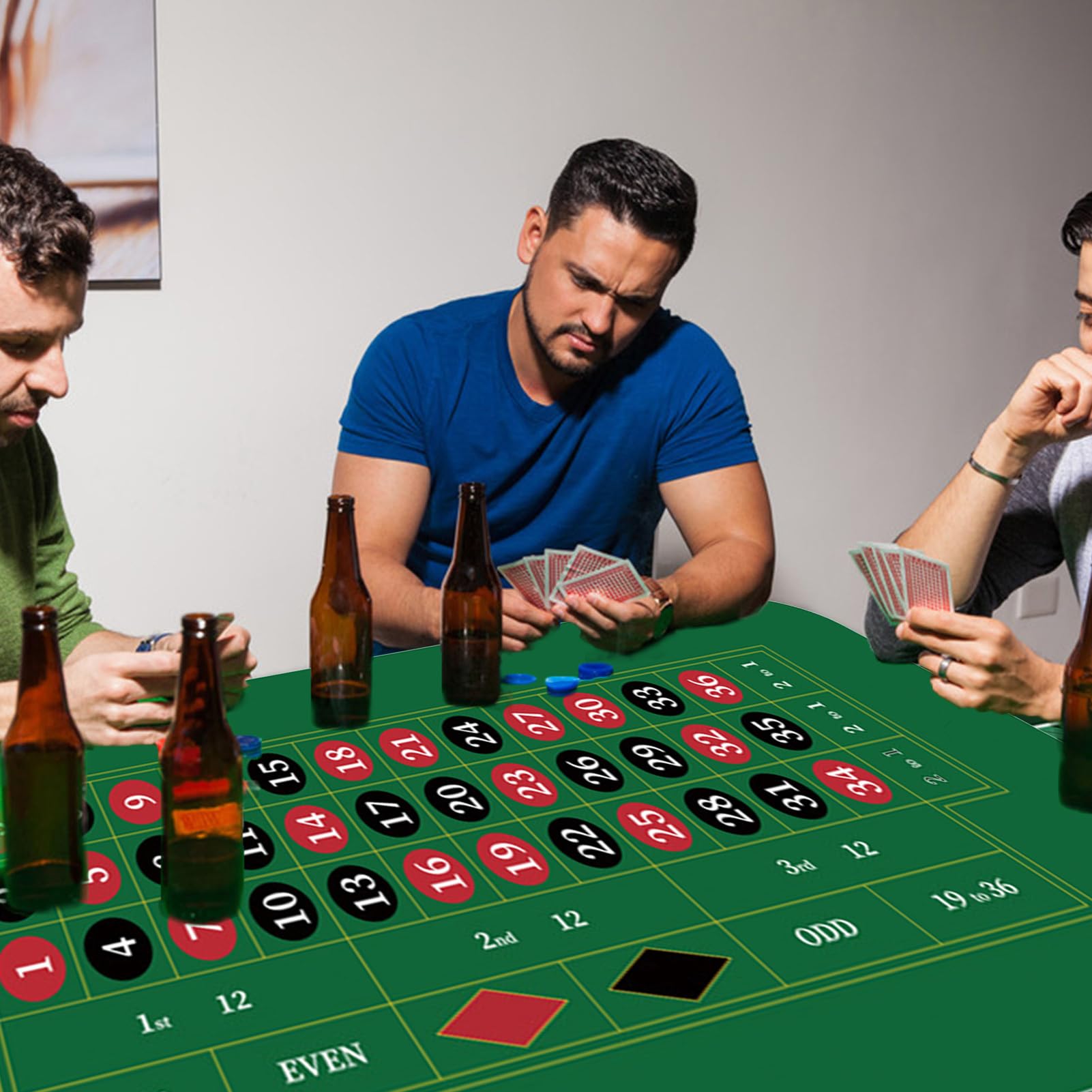 Piano del tavolo da poker, copertura del tavolo, grandi vassoi di | Poker - Tappetino da tavolo da poker antiscivolo, 120 x 60 cm, per feste, collezione di fon