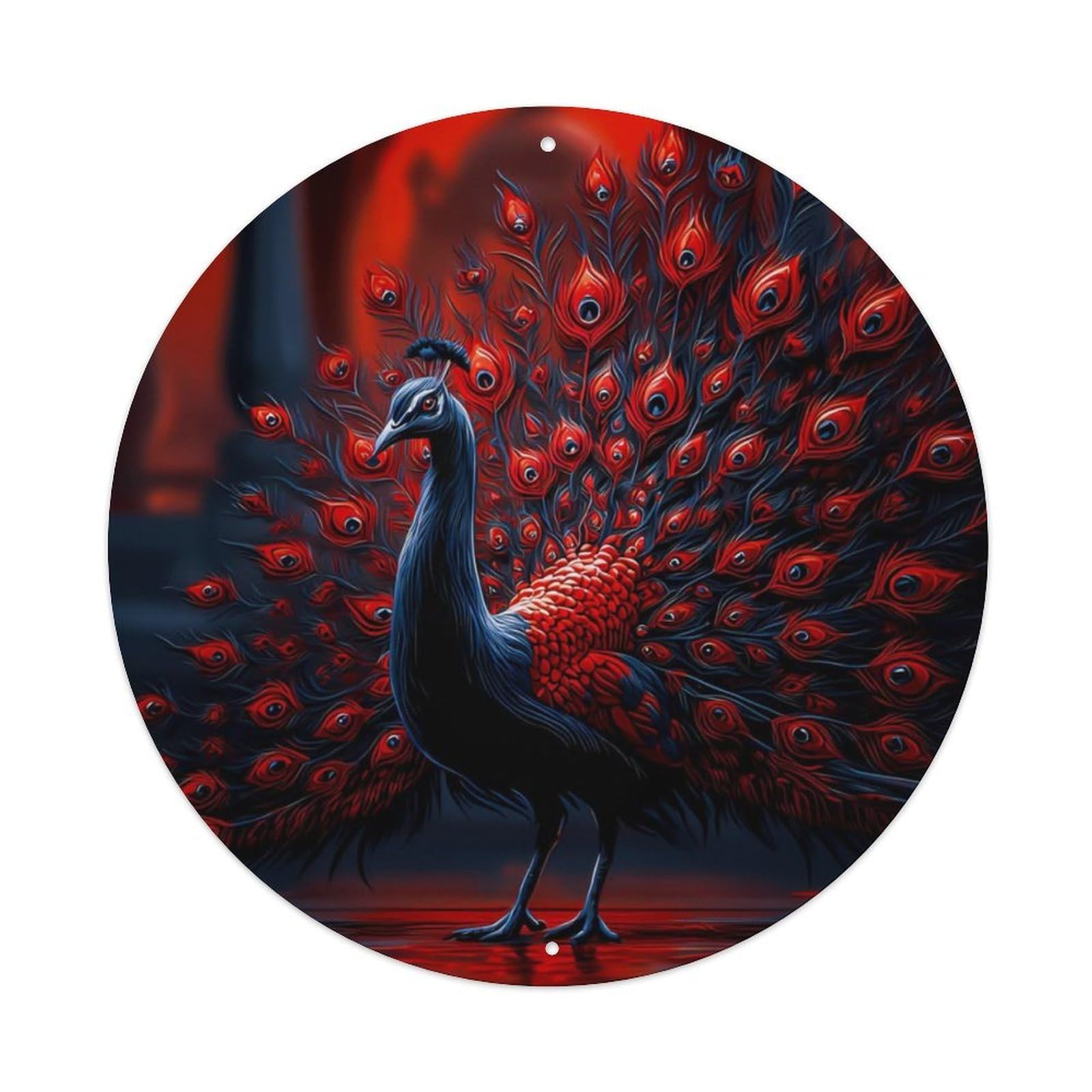 Animal Peacock Dark Gothic Open Tailed Vintage Metal Tin Sign Plaque Wall Decor for Cafe, Club Bar, Office, Garden Metal Poster 8x8Inch