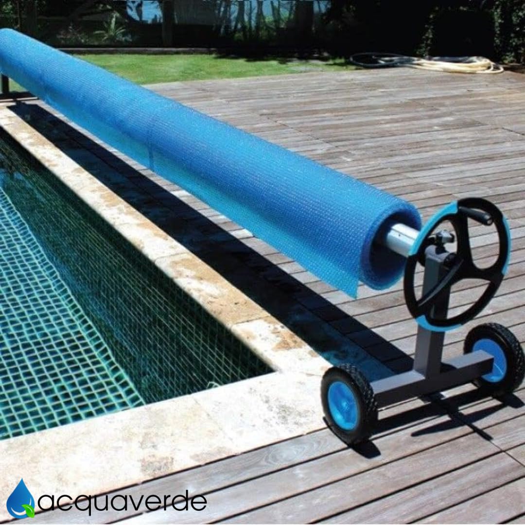 acquaverde | Rullo Avvolgitore per Telo Piscina in Alluminio | 3 Tubolari da 2,15 m Ø80mm | Adatto per Piscine da 3-5 m | Ideale per Copertura Termica o Solare