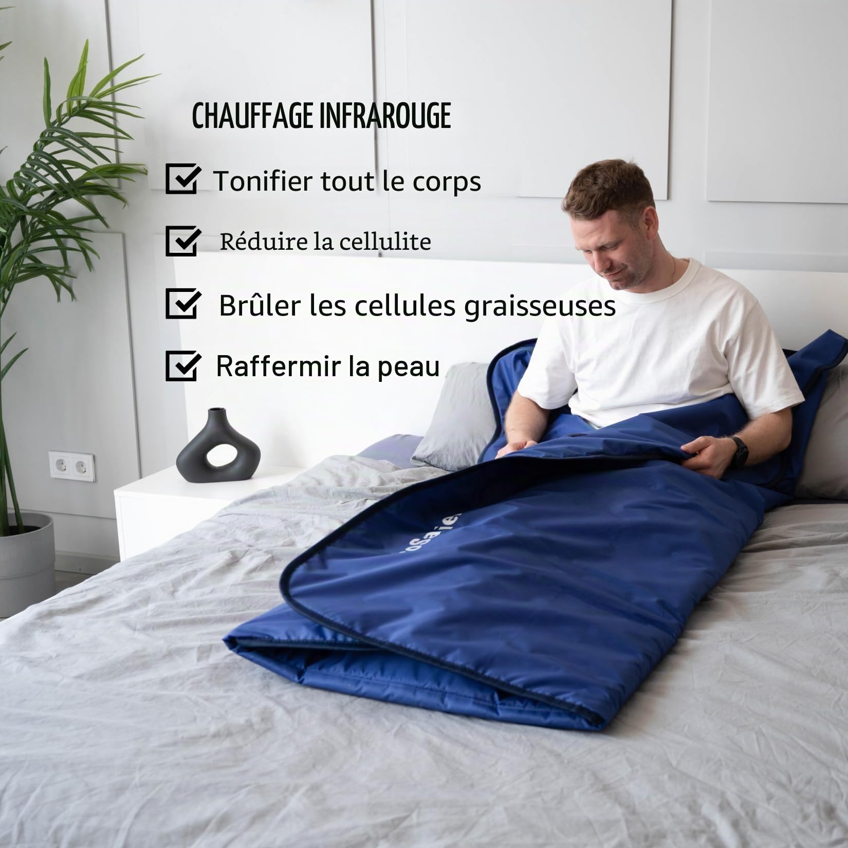 Couverture de Sauna Infrarouge 180 * 220 cm, télécommande à 2 zones, SPA portable à domicile, thérapie infrarouge, désintoxication du corps, transpiration chaude anti-âge, appareil de beauté