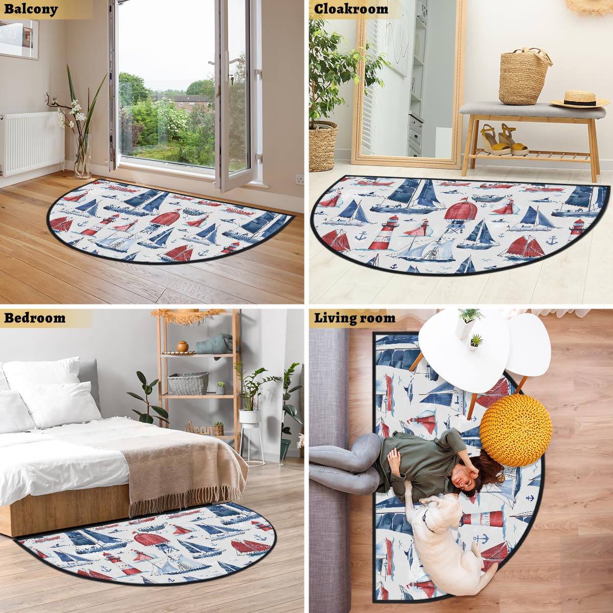 Mexpekil Tapis de porte demi-lune en demi-lune pour intérieur et extérieur, antidérapant, lavable, tapis de sol demi-rond, absorbant la saleté, 100 x 160 cm