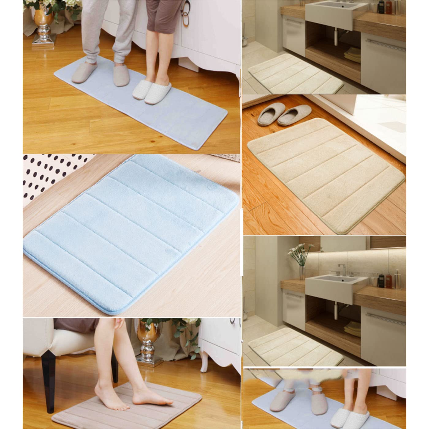 ZLZNX Memory Foam Badvorleger Super Weich Badteppiche rutschfest Badezimmerteppich Koralle Fleece Badematten für Badezimmer Küche,10,60X90cm