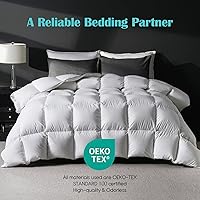 Vista 6 de California King Goose Feather Down Fiber Comforter, 100% Cotton Cover Ultra Soft Fluffy Duvet Insert, All Season Luxurious Hotel Bedding Comforter