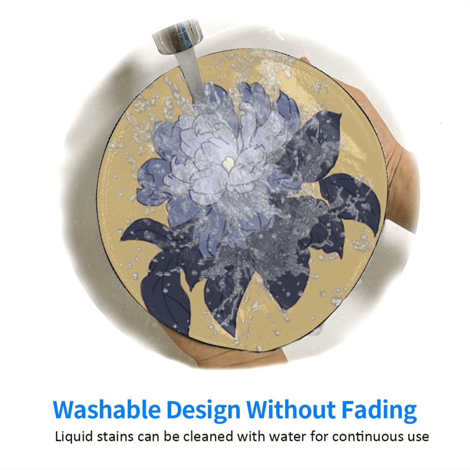 Round Peony Flower Mouse Pad - 7.9x7.9 Inch Non-Slip Desk Mat For Office & Gaming