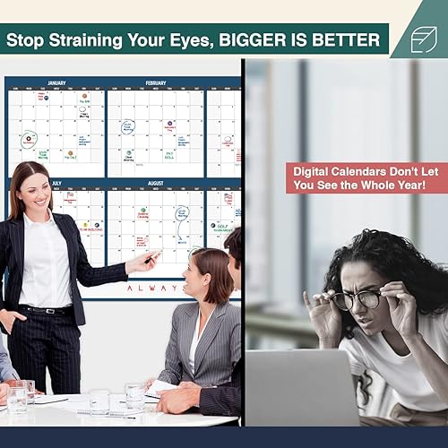 Miniatura 7 de Calendario de pared grande de borrado en seco  36 x 96 pulgadas  Calendario anual reutilizable en blanco sin fecha  Póster gigante de pizarra blanca