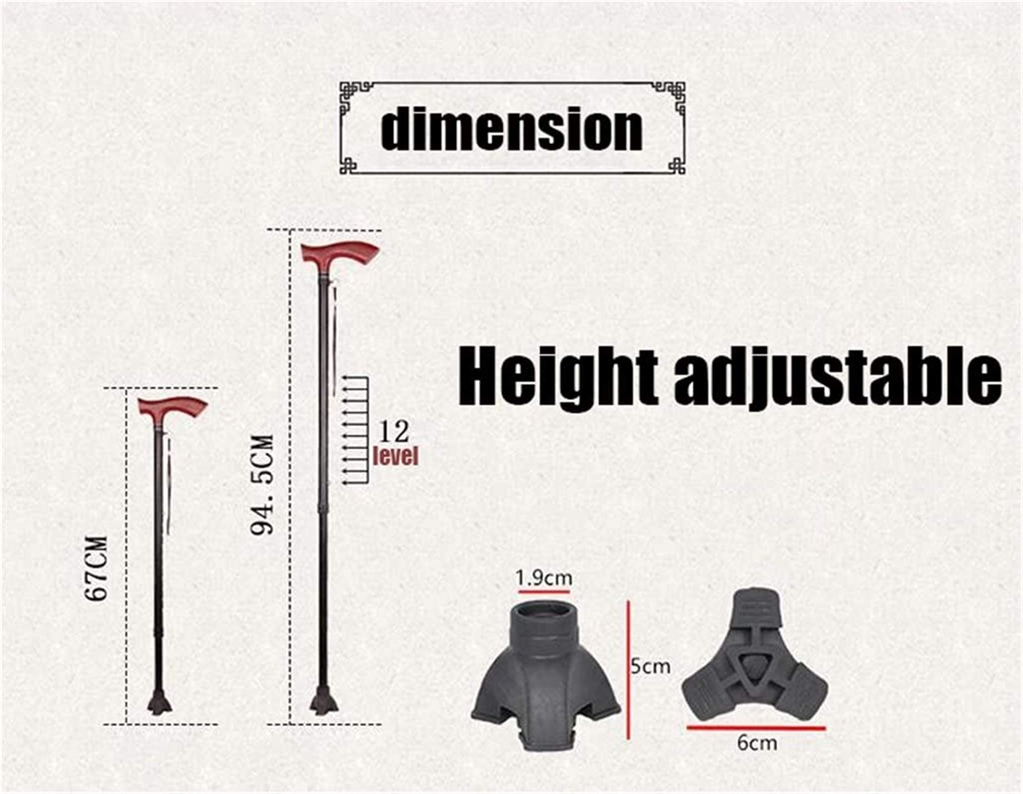 Soporte portátil para Caminar Muleta para bastón para Anciano Anciano Telescópico Estable Antideslizante Ligero Altura Ajustable con Mango de Madera Bastones Negros para Hombres o Mujeres Interesting