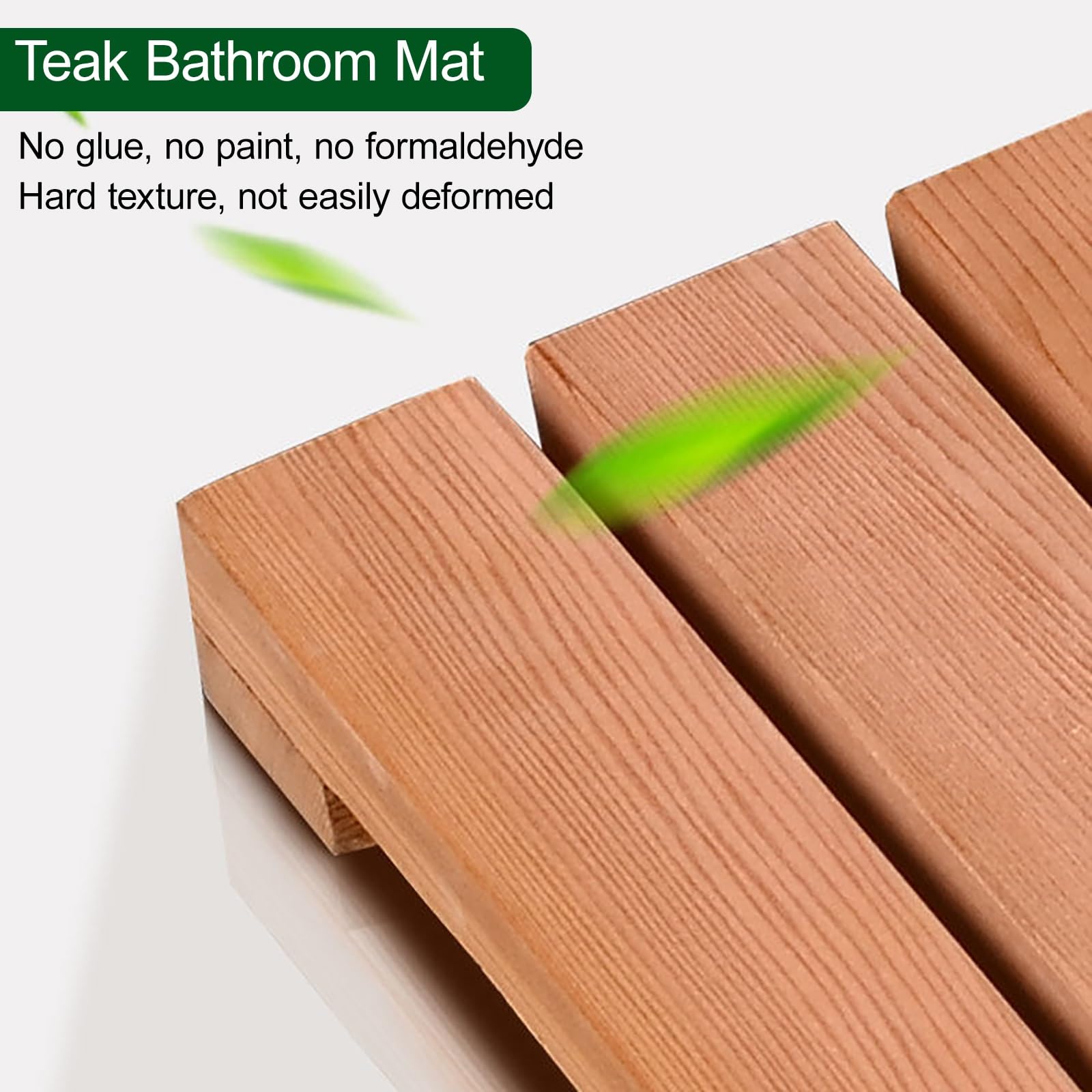 Tappetino da bagno in legno di teak antiscivolo, Pedana per Doccia Design con Maniglia,con Piedini Antiscivolo, ideale per doccia, sauna e piscina(30x60cm/11.8 * 23.6in)