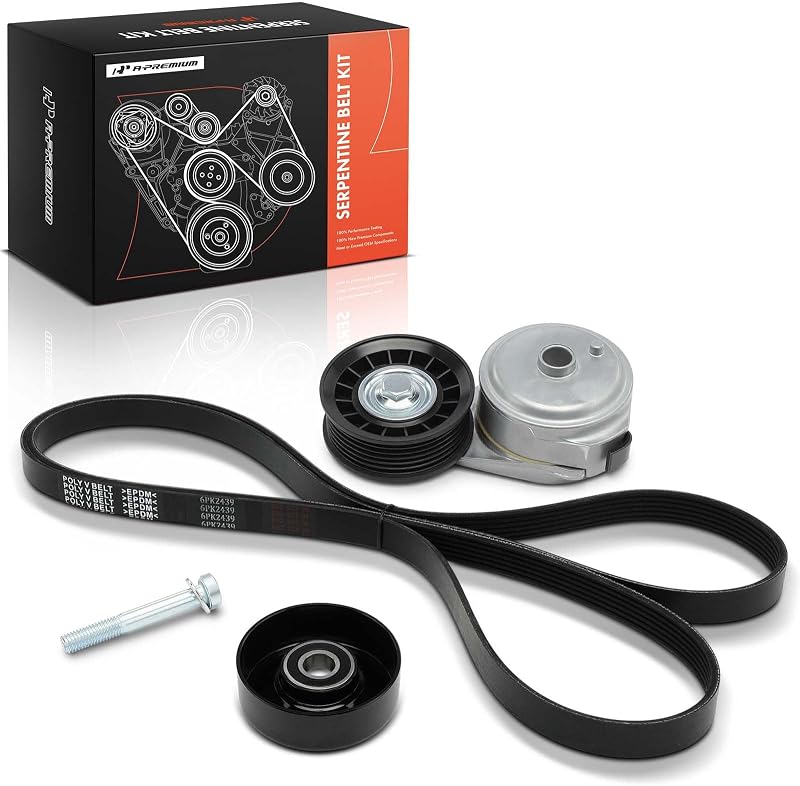 Kit de correia serpentina do motor A-Premium com tensionador e polia guia – 3 peças