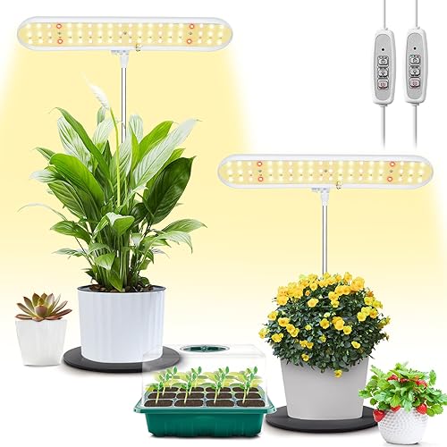 FOXGARDEN Luz de crecimiento, lámpara de cultivo de escritorio de espectro completo con base, luz LED brillante para plantas con temporizador de