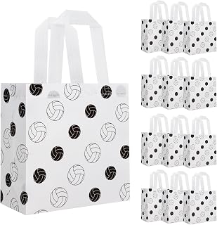 Hxezoc 12-Pack Reusable Volleyball Gift Bags with Handles - Durable Non-Woven Party Favor Bags for Birthdays & Sports Themes