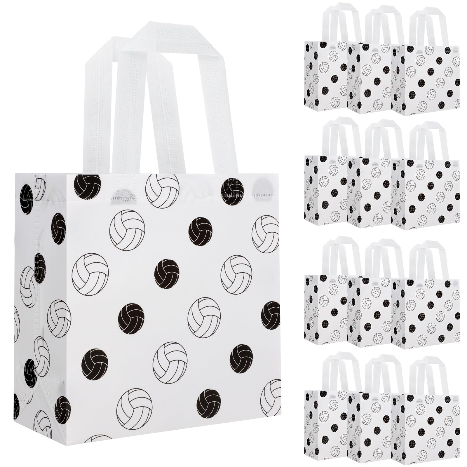 Hxezoc 12 Pieces Volleyball Gift Bags with Handle, Reusable Non Woven Treat Goodie Bag Sport Favor Bags For Volleyball Theme Birthday Party Decoration Supplies