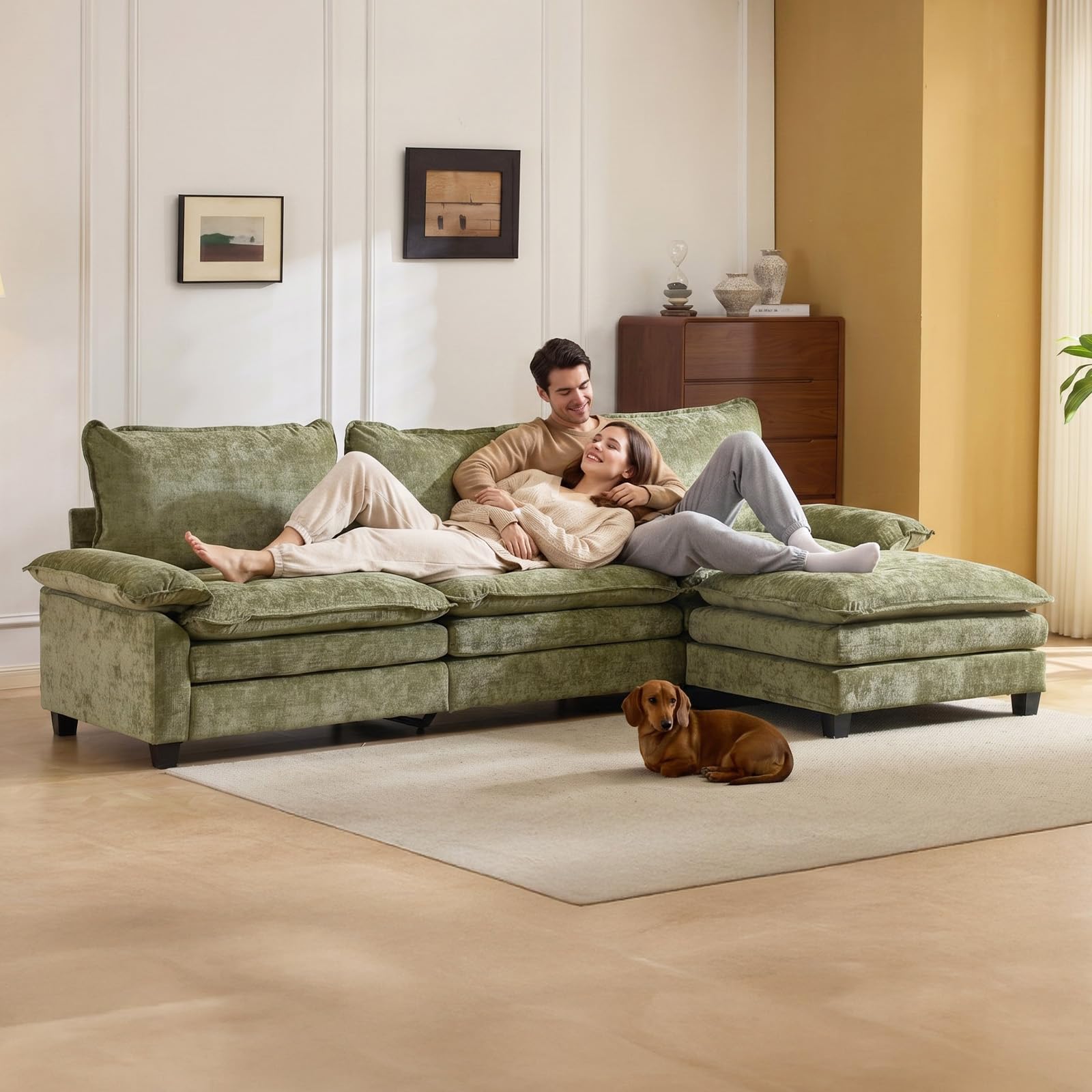 VINGLI 122 Cloud Double-Layer Deep Convertible Sectional Sofa